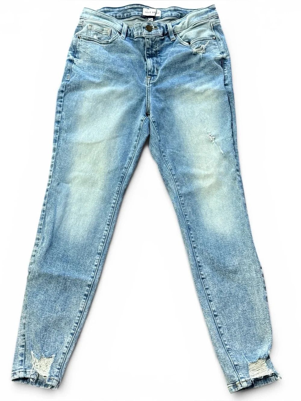 Lane Bryant Distressed High Waist Skinny Jeggings Light Wash Frayed Ankles 14